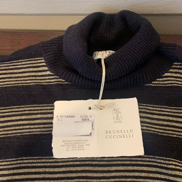 Brunello Cucinelli turtleneck long sleeve striped pullover size M, NWT - Picture 8 of 9